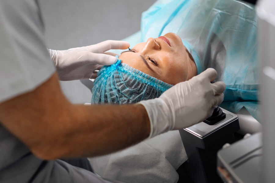 A person getting ready to have retina surgery