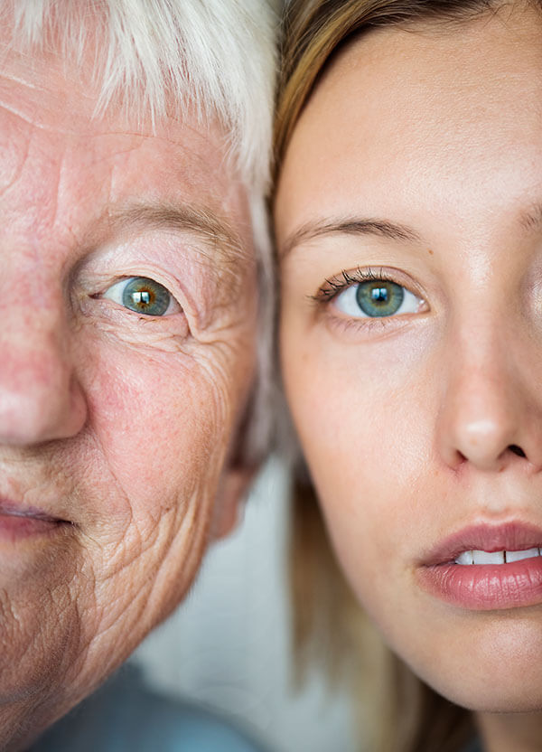 two woman generations apart showing how eyes age