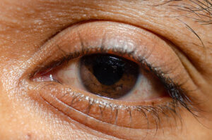 close up of brown eye